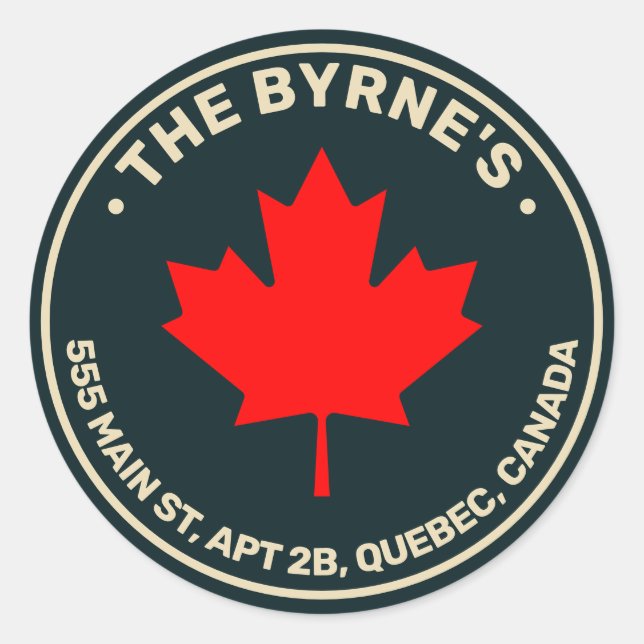 Adesivo Endereço Folha de Mapeamento Vermelho Canadense (Frente)
