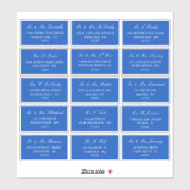 Adesivo Endereço Individual de Casamento Azul e Branco Ele