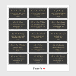 Adesivo Endereço Individual de Casamento Preto e Dourado E