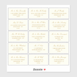 Adesivo Endereço Individual Elegante Dourado E De Casament