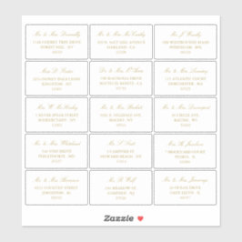 Adesivo Endereço Individual Elegante Dourado e White Weddi