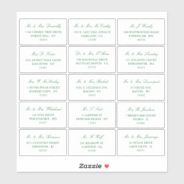 Adesivo Endereço Individual Elegante Green & White Wedding