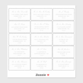 Adesivo Endereço Individual Elegante Silver & White Weddin