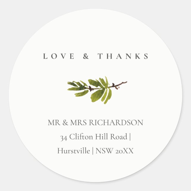 Adesivo Endereço mínimo da Folhagem da Ramificação do Pinh (Frente)