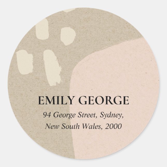 ADESIVO ENDEREÇO MODERNO ABSTRATO BLUSH PEACH PINK KRAFT (Frente)