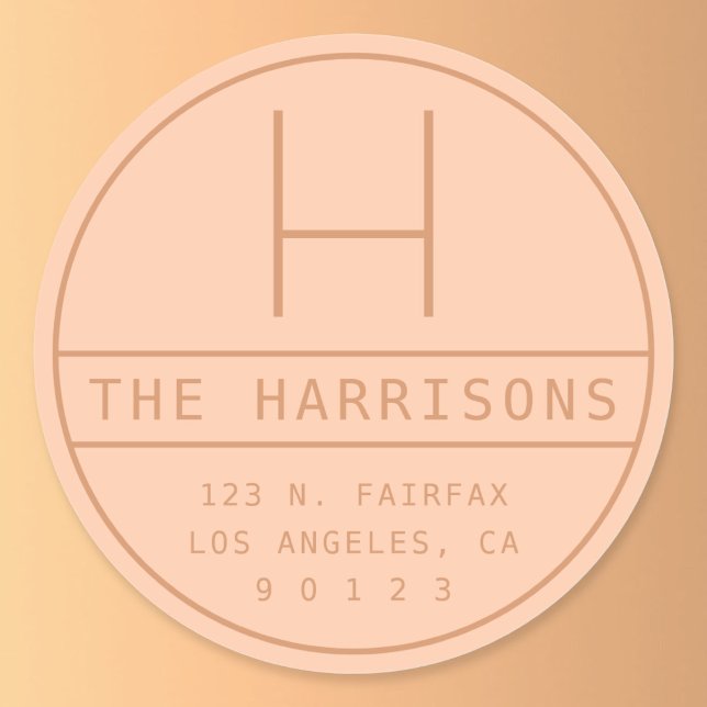 Adesivo Endereço Moderno & Monograma | Pêssego (Criador carregado)