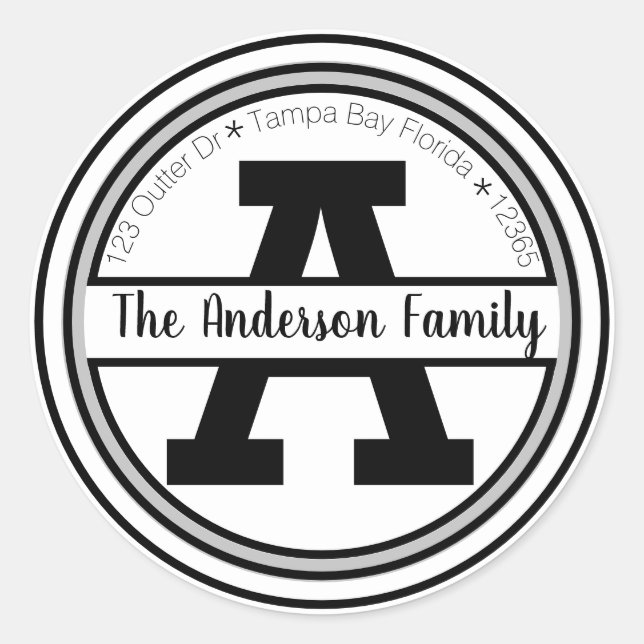 Adesivo Endereço Monograma (Frente)