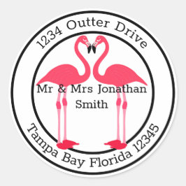 Adesivo Endereço Monograma com Flamingos