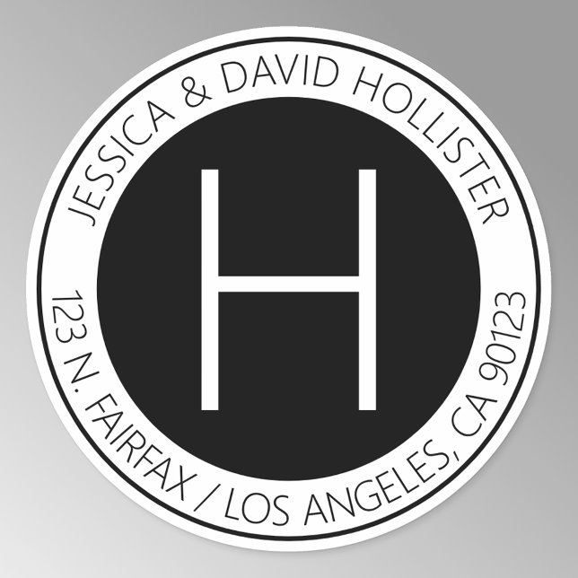 Adesivo Endereço ou produto preto e branco moderno (Criador carregado)