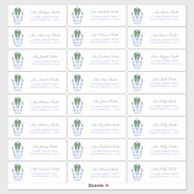 Adesivo Endereço para Cartões de natal de chic da Chinoise (Folha)