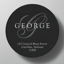 Endereço Preto Cinza Monograma Elegante