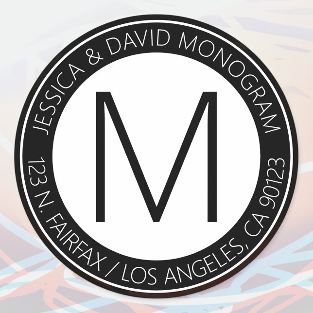 Adesivo Endereço preto e branco moderno e endereço de reto (Criador carregado)