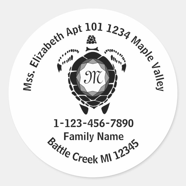 Adesivo Endereço residencial da família Turtle Sea Diamond (Frente)