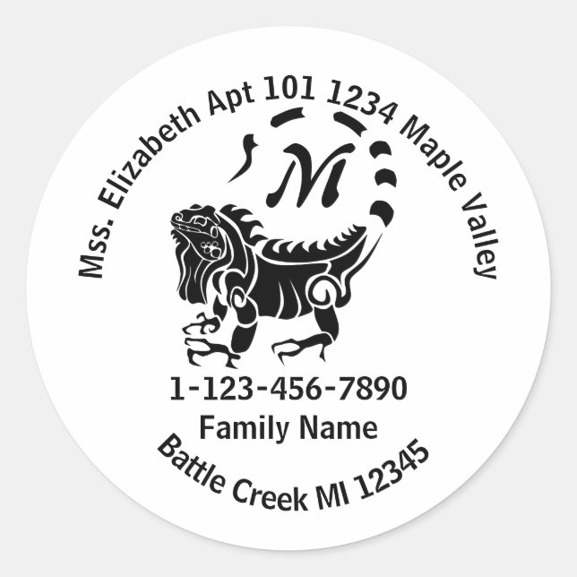 Adesivo Endereço residencial da família Wild Iguana (Frente)