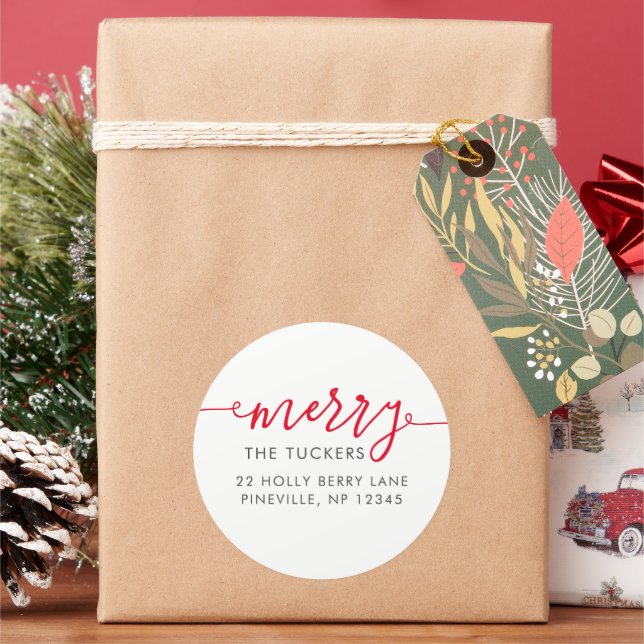 Adesivo Endereço Simples de Devolução de Natal Vermelho do (Feriado)