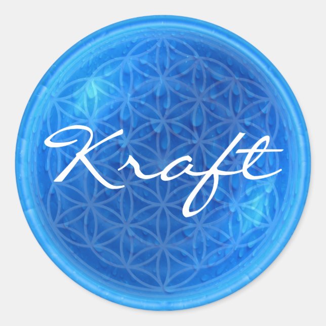 Adesivo Energia da água com flor da vida | Kraft (Frente)
