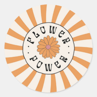 Adesivo Energia da Flor com Raios Laranja Psicodélicos