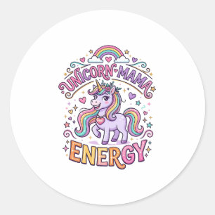 Adesivo Energia da Mamãe Unicórnio Colorido Design Zazzle_