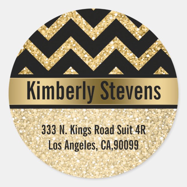 Adesivo Ênfase Dourada Glitter Negra-Glitter Elegante (Frente)