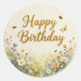 Adesivo Enfeite de Bolo de Aniversário de Prado de Flores 