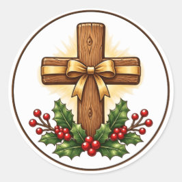 Adesivo Enfeite de Natal de Cruz de Madeira Rústica
