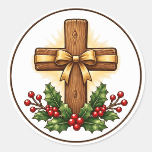 Adesivo Enfeite de Natal de Cruz de Madeira Rústica