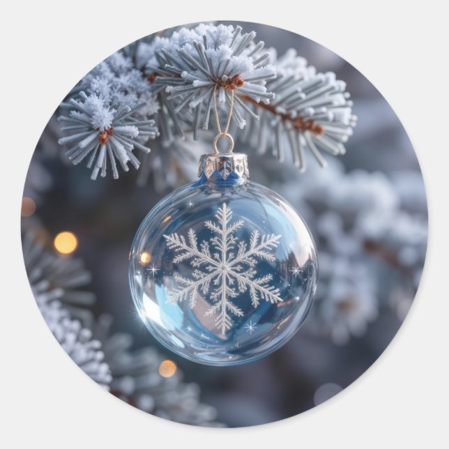 Adesivo Enfeite de Neve de Cristal de Natal (Frente)