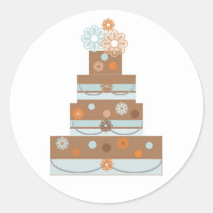Adesivo Enfeite do bolo de casamento do Taupe e do azul