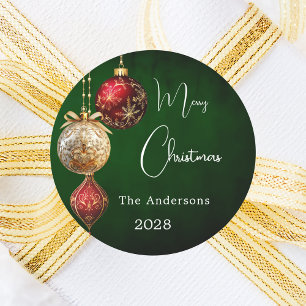Adesivo Enfeites clássicos de Natal verde dourado vermelho