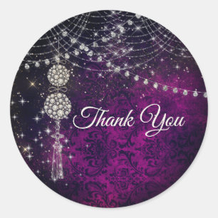 Adesivo Enfeites com monograma magenta roxo fofo