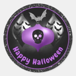 Adesivo Enfeites de Halloween com Purpurina Preta e Roxa