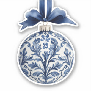 Adesivo Enfeites de natal de Chinoiserie marinho Azul e Br