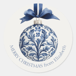 Adesivo Enfeites de natal de Chinoiserie marinho Azul e Br