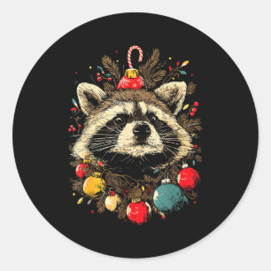 Adesivo Enfeites de Natal de Guaxinim Fofos Floresta de Na