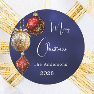 Adesivo Enfeites de Natal dourados e vermelhos azuis