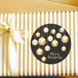 Adesivo Enfeites de natal Dourados em preto