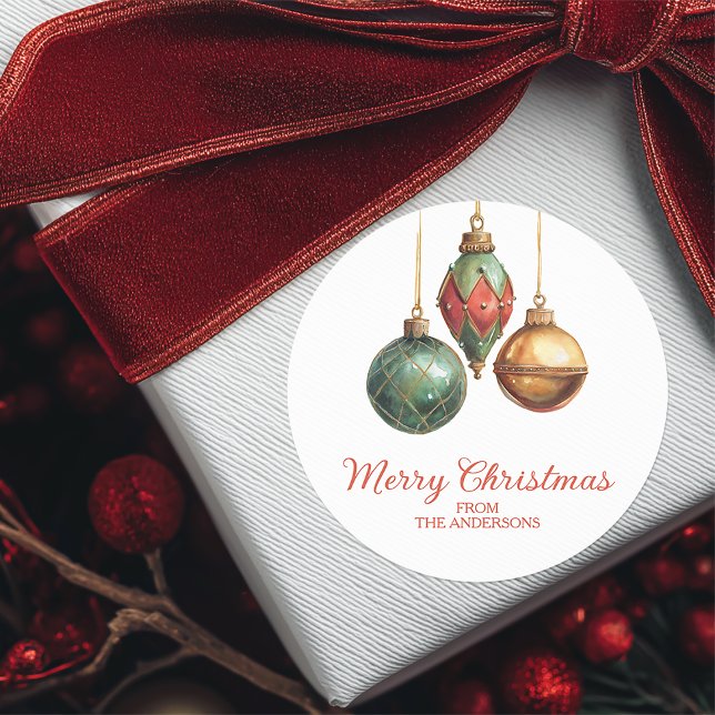 Adesivo Enfeites de Natal Elegantes (Personalized Elegant Christmas Sticker)