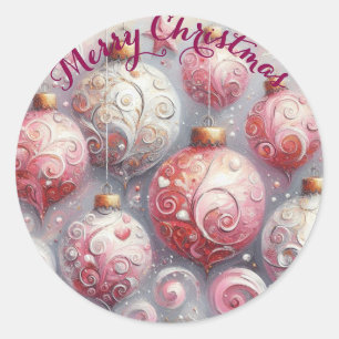 Adesivo Enfeites de natal Impressionistas Whimsical Rosa