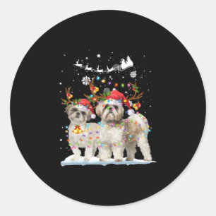 Adesivo Enfeites de natal Leves Shih Tzu Reindeer Xmas