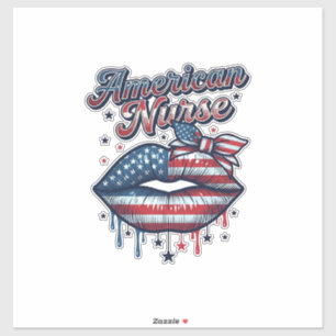Adesivo Enfermeira Americana Desenho de Camiseta Vetorial 