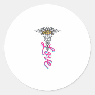 Adesivo Enfermeira Amor Caduceu Floral Médico Desenho Vert