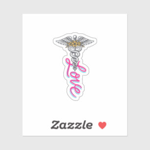 Adesivo Enfermeira Amor Caduceu Floral Médico Design Verti