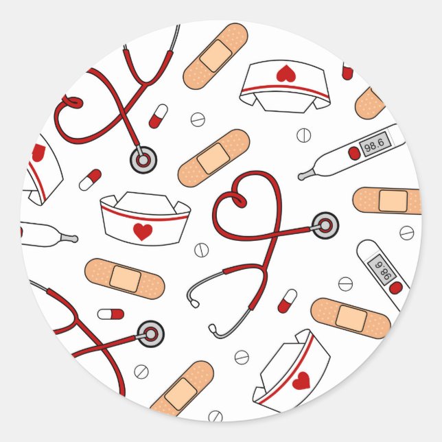 Adesivo Enfermeira Amor Impressão White Background (Frente)