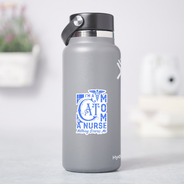 Adesivo Enfermeira Cat Mamãe - Presente Engraçado para Enf (HidroFlask)