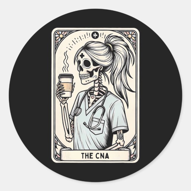 Adesivo Enfermeira certificada Istant Tarot Card Skeleton  (Frente)