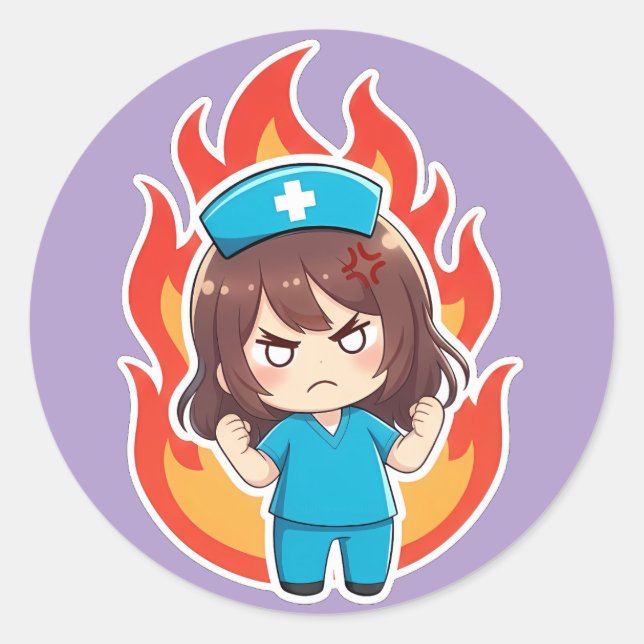 Adesivo Enfermeira Chibi Original 3.0 - Irritada (Frente)