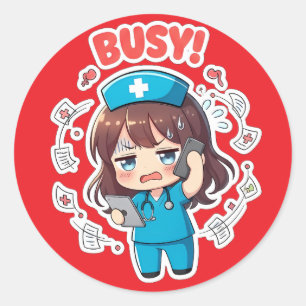 Adesivo Enfermeira Chibi Original 3.0 - Ocupada