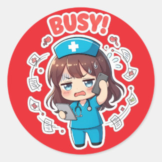 Adesivo Enfermeira Chibi Original 3.0 - Ocupada