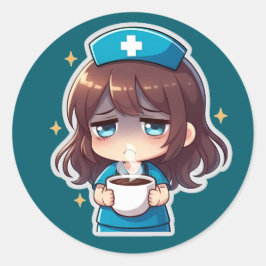 Adesivo Enfermeira Chibi Original - Café com Fadiga