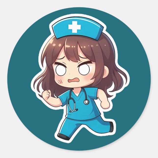 Adesivo Enfermeira Chibi Original - O Turno Agitado (Frente)